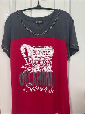 Oklahoma Sooners Red & Charcoal Short Sleeve Tee